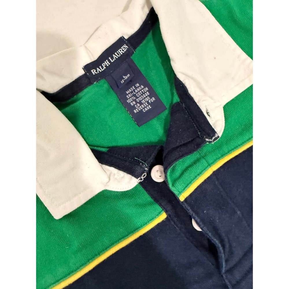 Ralph Lauren Baby Boy Romper Lot 2pk Green Red Stripe Polo 12-18M 18-24M Cotton - Picture 4 of 4
